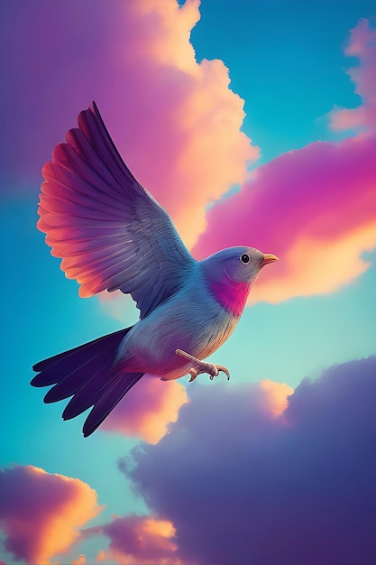 Pássaros coloridos e foto gerada por Ai