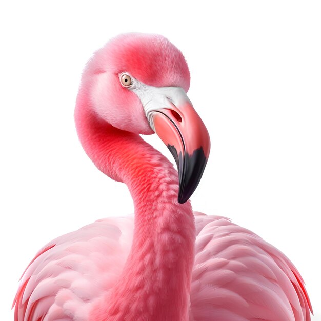 Foto pássaros flamingos em fundo branco em closefullface