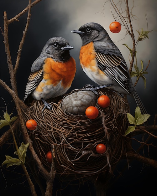Pássaros nidificando ao estilo de Arno Van Der Me