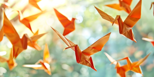 Foto pássaros origami graciosos obras-primas que capturam a beleza da arte de dobrar papel