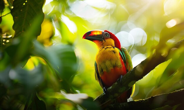 Pássaros tropicais coloridos na floresta amazônica