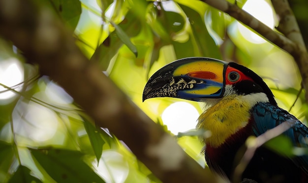 Pássaros tropicais coloridos na floresta amazônica