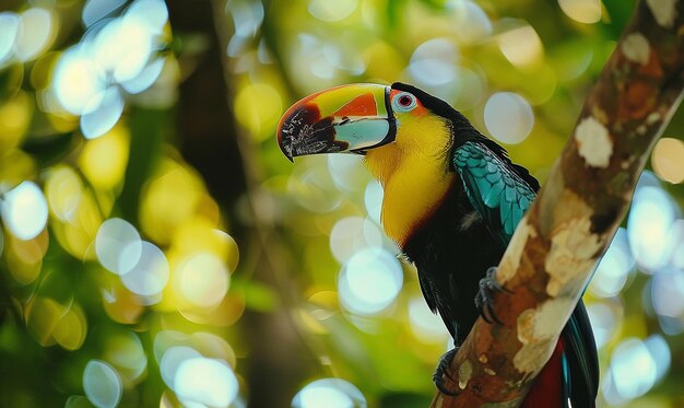 Pássaros tropicais coloridos na floresta amazônica