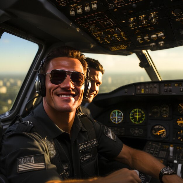 Passeio de cabine de aeronave de prazer do oficial