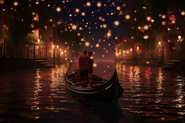 Foto passeio romântico de barco através de canais iluminados octa 00090 02