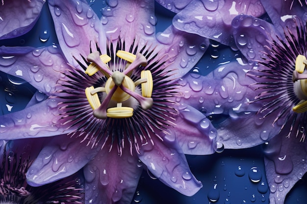 Foto passiflora passionsblume großer wunderschöner blumenhintergrund