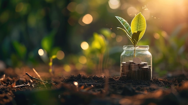 Passo de planta de cultivo de dinheiro com moeda de depósito no conceito bancário