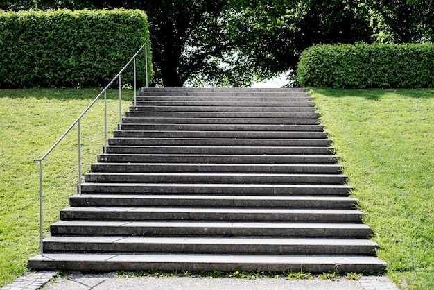 Passos vazios no meio da grama no parque