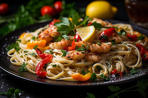 Pasta aus Garnelen-Scampi