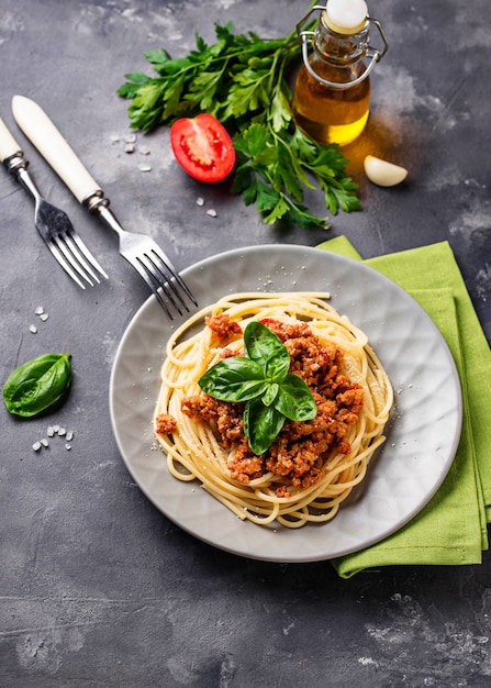 Pasta boloñesa. Espaguetis Con Salsa De Carne