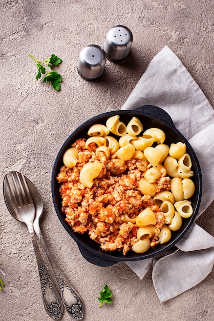 Pasta boloñesa con salsa de carne