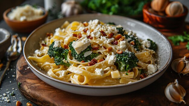 Pasta de brócoli cremosa con queso feta