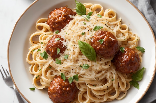 Pasta Carbonara y Spaghetti Tagliatelli con Carne de Res