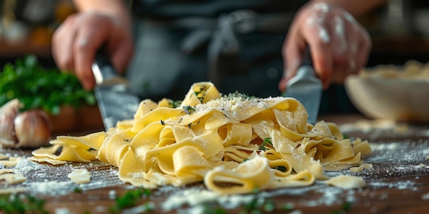 La pasta clásica en el fondo de la cocina, la dieta y el concepto de la comida