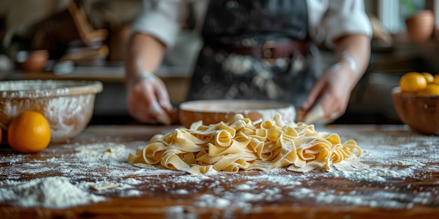 Foto la pasta clásica en el fondo de la cocina, la dieta y el concepto de la comida