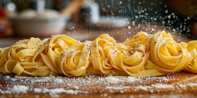 Pasta clássica em fundo de cozinha dieta e conceito de comida