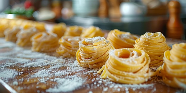 Pasta clássica em fundo de cozinha dieta e conceito de comida