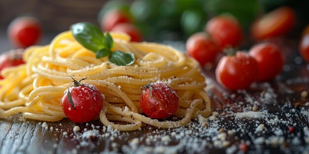 Pasta clássica em fundo de cozinha dieta e conceito de comida