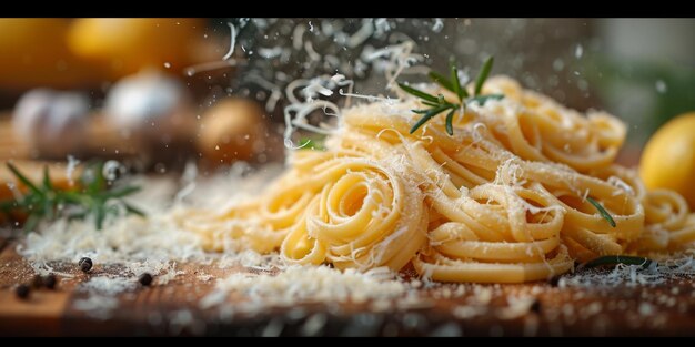 Pasta clássica em fundo de cozinha dieta e conceito de comida