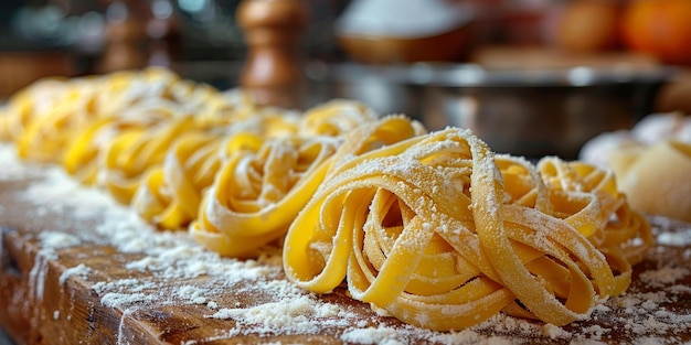 Pasta clássica em fundo de cozinha dieta e conceito de comida