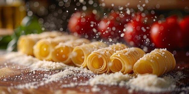 Pasta clássica em fundo de cozinha dieta e conceito de comida