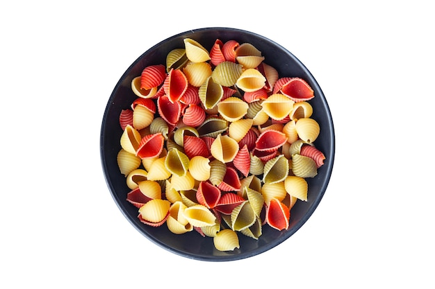 Pasta Conchiglie bunte bunte Mischung gesunde Mahlzeit Essen Snack auf dem Tisch Kopie Raum Essen