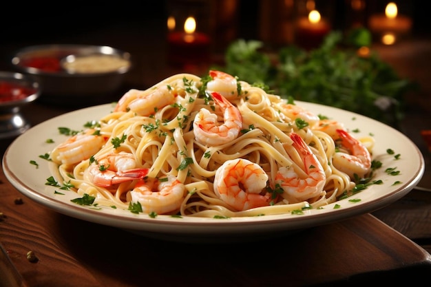 Pasta de camarão-scampi