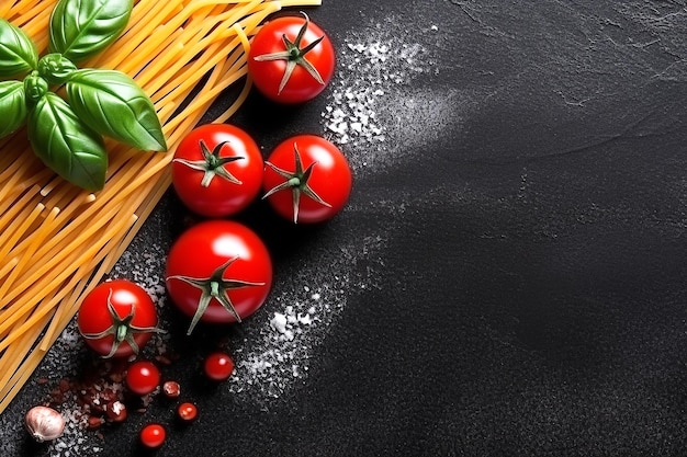 Foto pasta de espaguete com molho de tomate em fundo de pedra