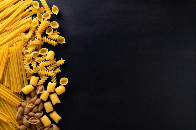 Pasta de fundo macarrão cru ingrediente de comida italiana jantar saudável espaguete não cozido IA generativa