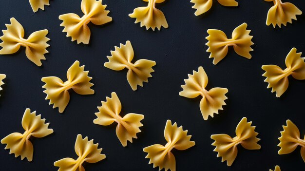 Pasta de farfalle sobre un fondo negro