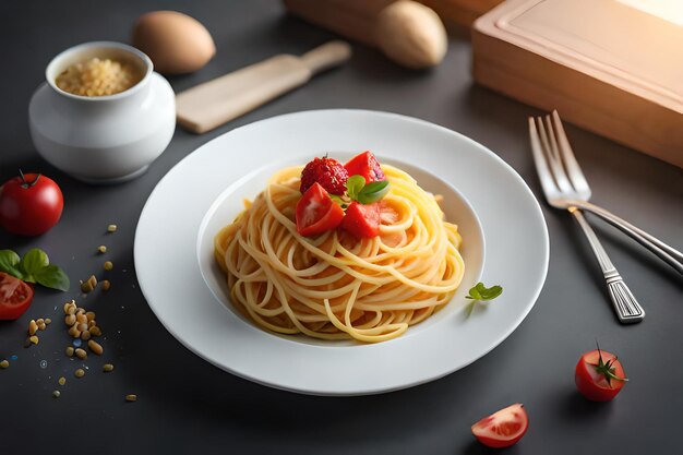 Pasta, Fleischkugeln, Spaghetti, Tomatensauce, geriebener Parmesan-Käse