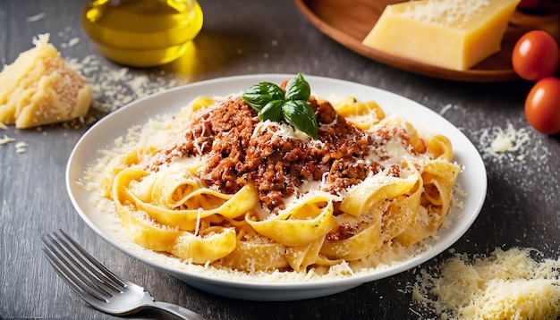 Pasta fresca com bolonhesa saudável e queijo parmesão 2