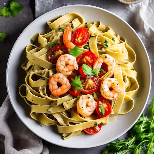 Pasta con gambas