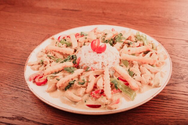 Pasta italiana clásica apetitosa sabrosa con una salsa deliciosa