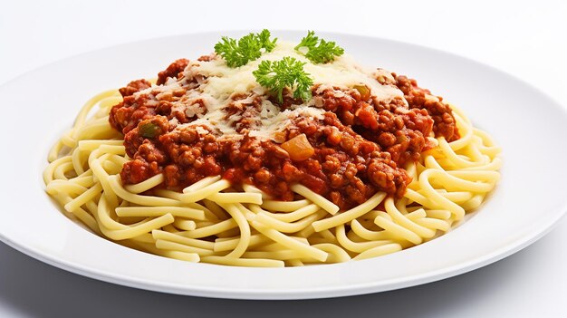 Foto pasta de legumbres con salsa de tomate y menta