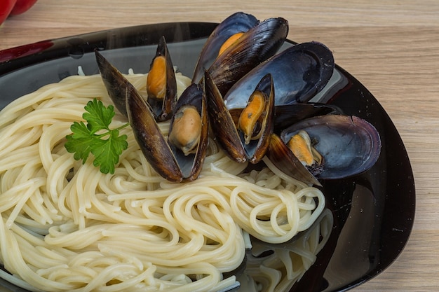 Pasta con mejillones