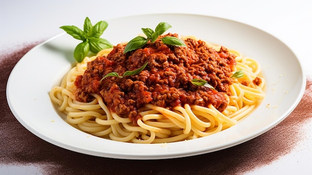 Foto pasta mit tomatensauce und hackfleisch