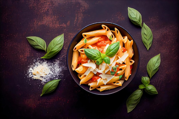 Pasta penne con salsa de tomate IA generativa IA generativa