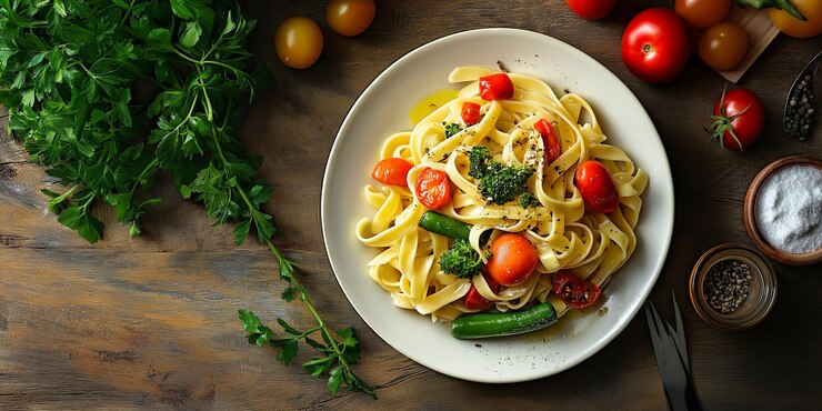Foto pasta primavera com legumes