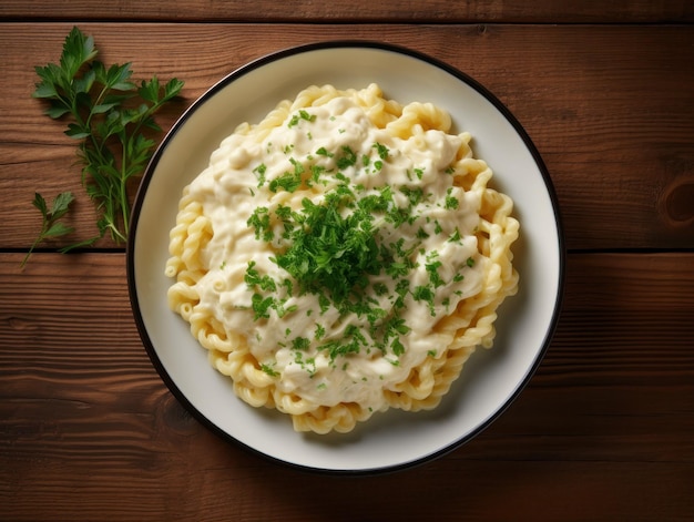 Pasta-Rezept gekochtes Gericht Kochen Top-View-Lebensmittel