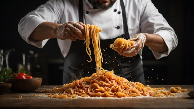 pasta en la salsa de pasta emulsificada