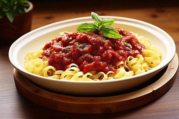 Foto pasta con salsa de pomodoro comida italiana