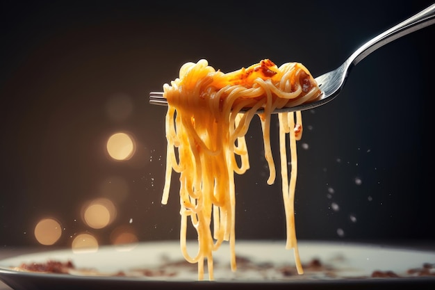 Pasta en un tenedor generado por IA