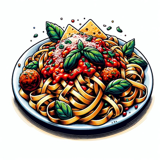 pasta típica de la comida italiana diseño de ilustración fondo blanco