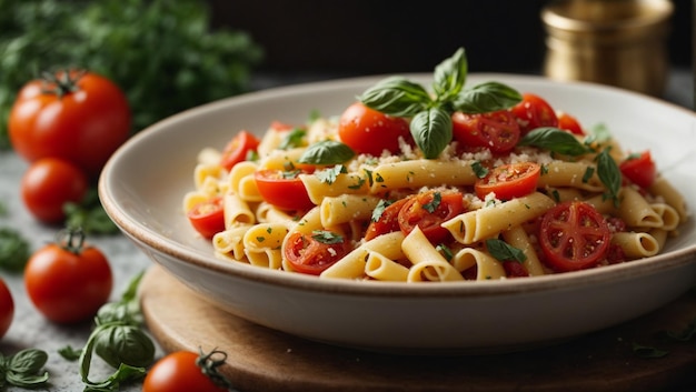 pasta vegetariana com tomate fresco