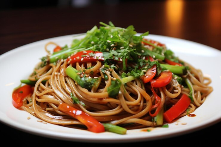 Foto pasta vegetariana primavera