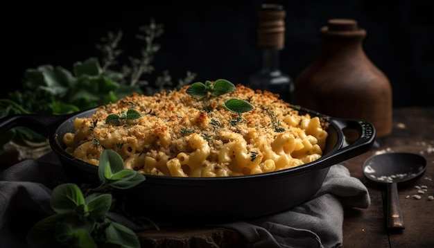 Pasta vegetariana recién cocinada con queso parmesano generada por IA