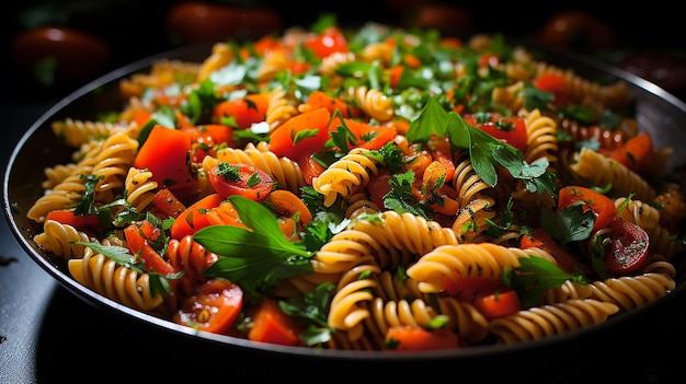 Pasta con Verduras FotoRealista Ultra Nítida