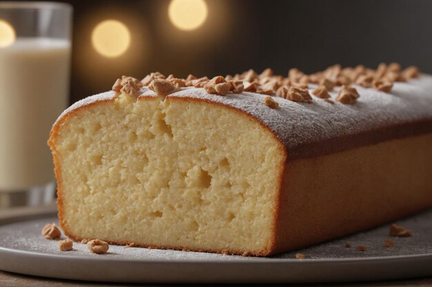 Foto pastel de almendras en el plato