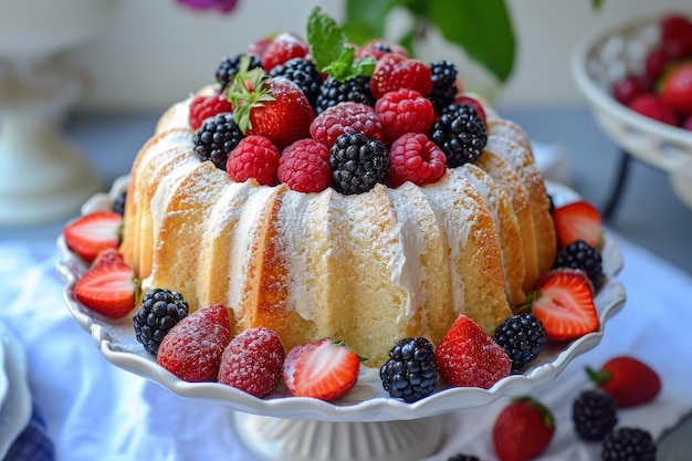 Pastel de ángel con bayas Generar ai